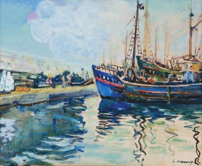 Gilbert GALLAND (1870-1956) Départ pour la pêche, Alger. Aquarelle, signée et située...