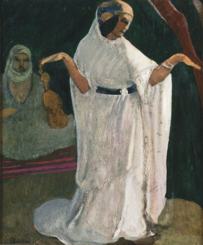 André SUREDA (1872-1930) La danseuse. Huile sur panneau, signée en bas à gauche....