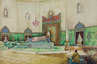 Attribué à Charles TOCHE (1851- 1916) Le Tombeau de Mehmet II. Aquarelle, signée...
