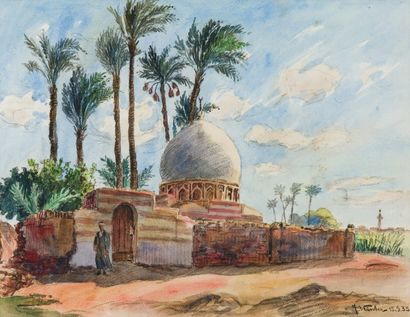 WINTER (XXème siècle) Devant la Mosquée. Aquarelle, signée en bas à droite et datée...