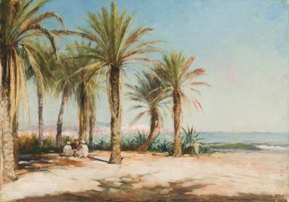 Marie Aimé LUCAS ROBIQUET (1858-1959) Alger vu du jardin d'Essai. Huile sur toile...