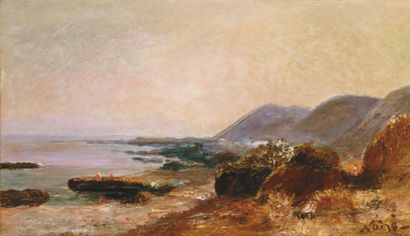 Maxime NOIRÉ (1861-1927) Bord de mer, vers Tipasa. Huile sur toile, signée en bas...