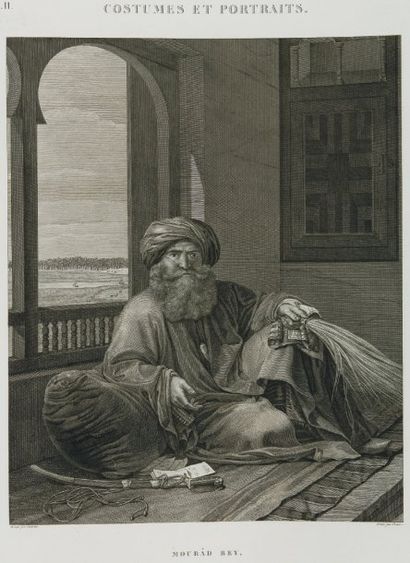 null Mourâd Bey, « Costumes et portraits », E. M., vol. II, pl. G. Gravure. Très...