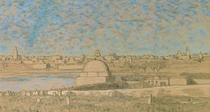 Dirk WIGGERS (1866-1933) « Kairouan, 1920 ». Pastel et fusain, monogrammé en bas...