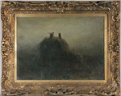 L.C. POWLES " L'aube et le crépuscule ". Suite de deux huiles sur toiles. 40,5 x...