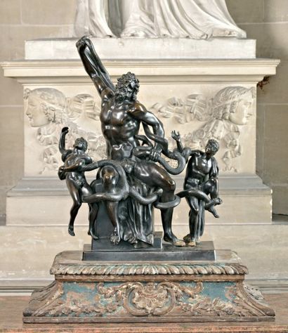 ECOLE ITALIENNE, FIN XVIIIE, DÉBUT XIXE SIÈCLE. " Le Laocoon ". Groupe en bronze...