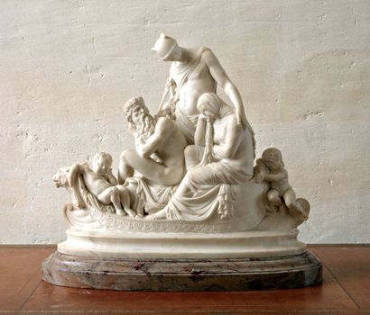 FRANÇOIS FÉLIX ROUBAUD (1825-1876) " Mercure " Sculpture en marbre blanc. Signé à...