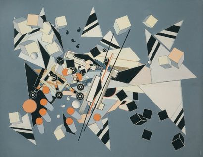 Alain LE YAOUANC (né en 1940) « Composition abstraite », Vers 1975. Huile sur toile....