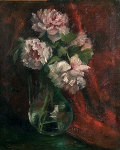 PETIT Eugène (1839-1886). "Bouquet de fleurs". Huile sur toile, signée en bas à gauche....