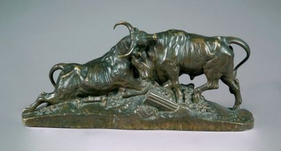 CLESSINGER Jean-Baptiste (1814-1883) d'après "Combat de taureaux romains" Epreuve...