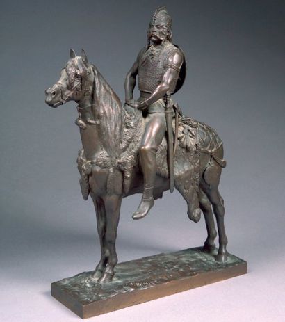 FRÉMIET Emmanuel (1824-1910). "Cavalier Gaulois". Bronze, patine médaille, fonte...
