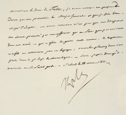 Projet de décret refusé. Lettre signée Napole.,...