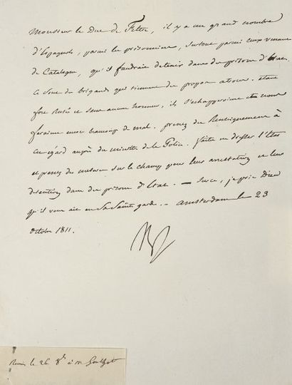 Prisonniers espagnols. Lettre signée Np.,...