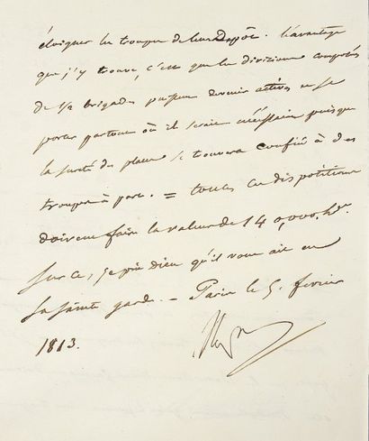 null Garde de l'Intérieur. Lettre signée Nap., adressée au Duc de Feltre. 18 pages...