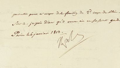  Formation d'une armée de 150 000 hommes. Lettre signée Napole., adressée au Duc...