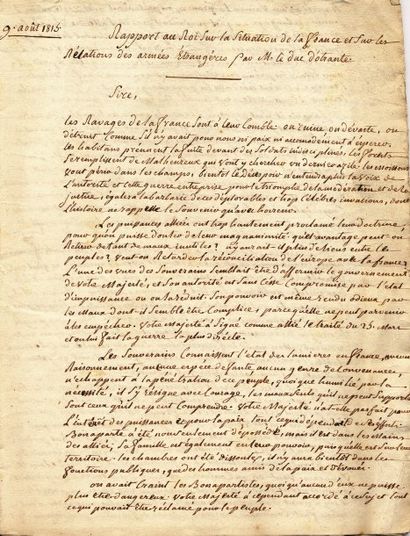 null FOUCHE, Duc d'Otrante. (1759-1820) Ensemble de 3 copies de rapports, faits sous...