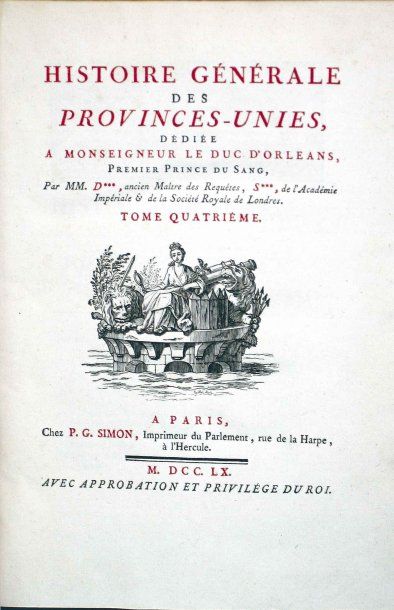 [DUJARDIN] Histoire générale des Provinces- Unies. Paris, Simon, 1757-1770, 8 volumes...