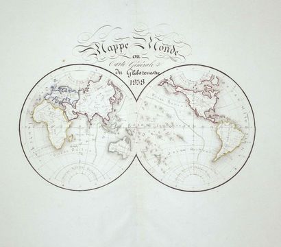 [Atlas] Atlas manuscrit du monde contenant 22 cartes finement dessinées aux pourtours...