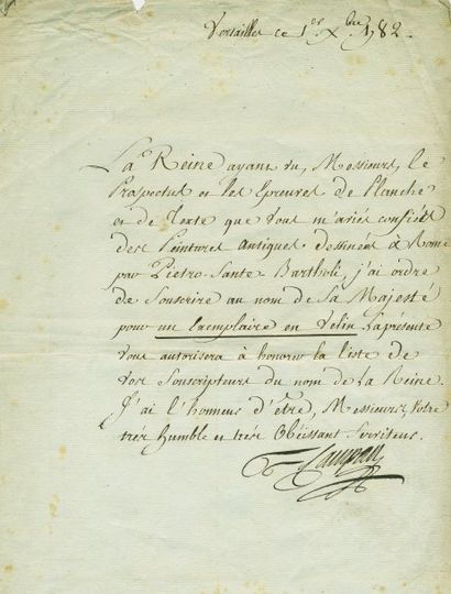 CAMPAN Madame (1752-1822) Educatrice, dame de compagnie de Marie-Antoinette. Lettre...