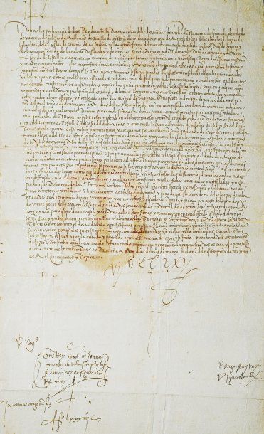 CHARLES QUINT (1500-1558) Pièce signée "Yo el Rey" du 15 octobre 1519 concernant...