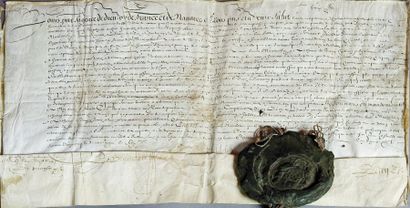 LOUIS XIII (1601-1643) Roi de France Pièce manuscrite signée "Louis", datée de 1625,...