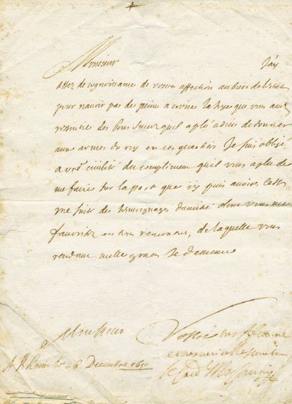 MAZARIN Cardinal (1602-1661) Prélat et homme d'état français. Lettre autographe signée...