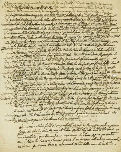NAUNDORFF Karl Wilhelm Lettre autographe adressée au Comte de la Barre à Lyon. Camberwell,...