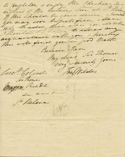 null [Napoléon à Sainte Hélène]. Lettre autographe signée de H. MACLACKAN, officier...