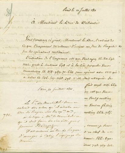 null Correspondances datées du 10 au 24 juillet 1811. Ensemble d'environ 42 pièces....
