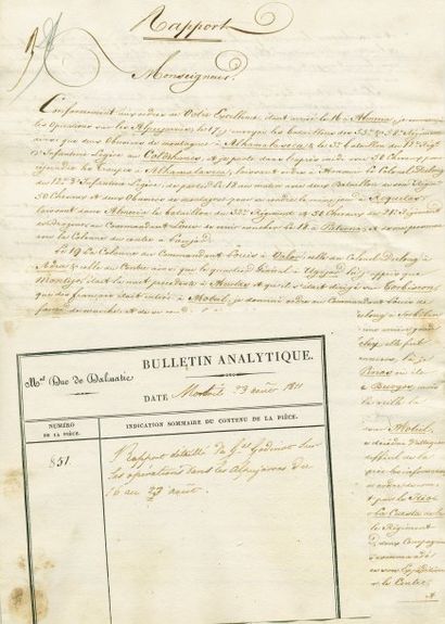 null Correspondance datée du 20 au 29 août 1811. Ensemble d'environ 46 documents....