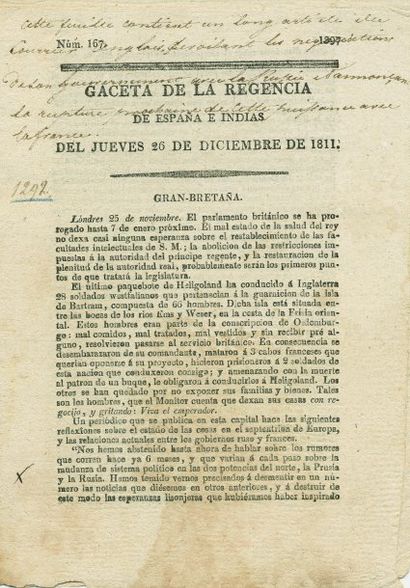 null Correspondances datées du 23 au 31 décembre 1811. Ensemble d'environ 40 pièces....