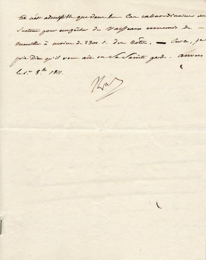null Perfectionnement des affuts de côte. Lettre signée Napo., adressée au Duc de...