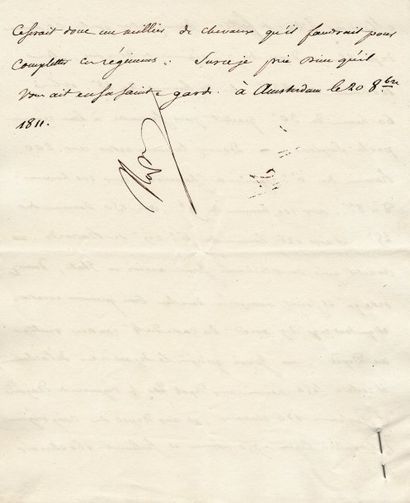 null Organisation des régiments pour l'Italie. Lettre signée Nap., adressée au Duc...