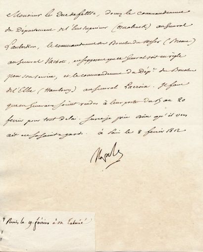 null Affectation des Généraux Lauberdière, Vachot et Lacroix. Lettre signée Napole.,...