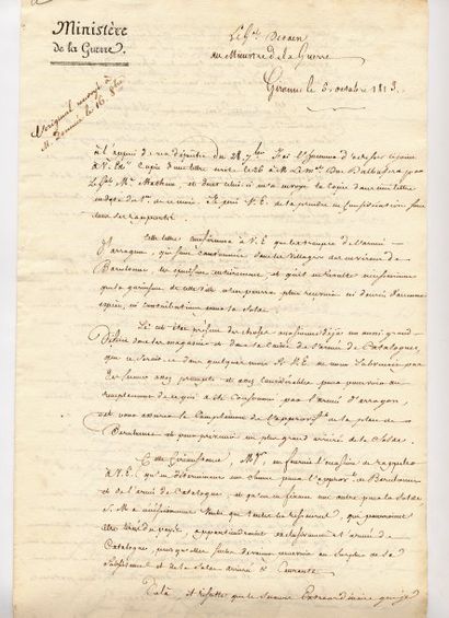 null [Octobre 1813] Ensemble de lettres du Duc d'Albufera (6 lettres), du Général...