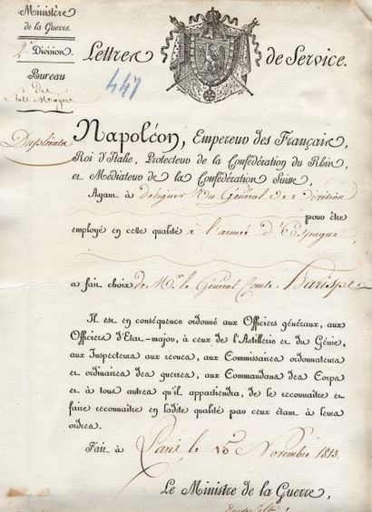null Correspondances adressées au Maréchal Soult, Duc de Dalmatie du 1er au 18 novembre...