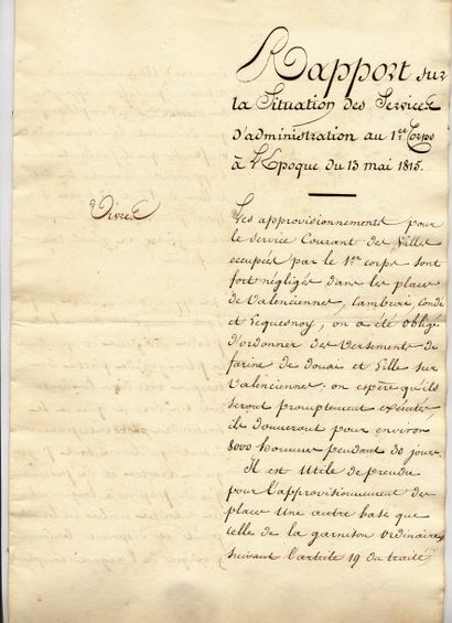 null Ensemble de 20 lettres signées du Comte d'Erlon, le Général Drouet adressées...
