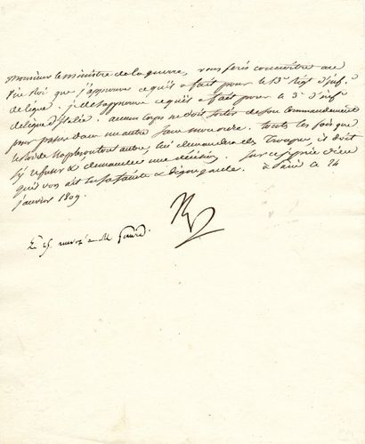 NAPOLEON 1 er (1769-1821) Empereur des Français Relative à Eugène de Beauharnais,...