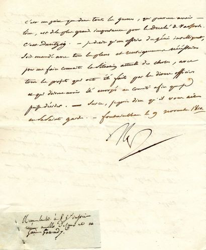 NAPOLEON 1 er (1769-1821) Empereur des Français La défense des places fortes. Lettre...