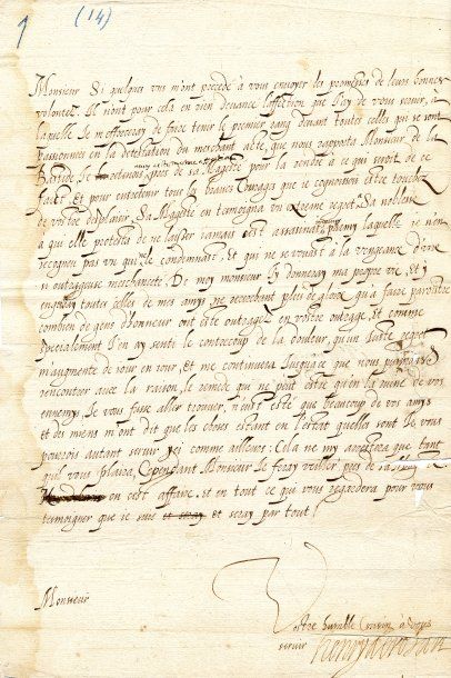 ROHAN Henri, Duc de (1579-1638) Ensemble de 14 lettres autographes signées du Duc...