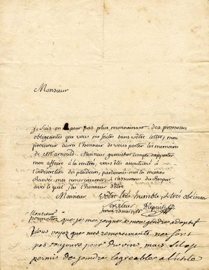 VOLTAIRE François Marie Arouet (1694-1778) Lettre autographe signée "Voltaire" de...