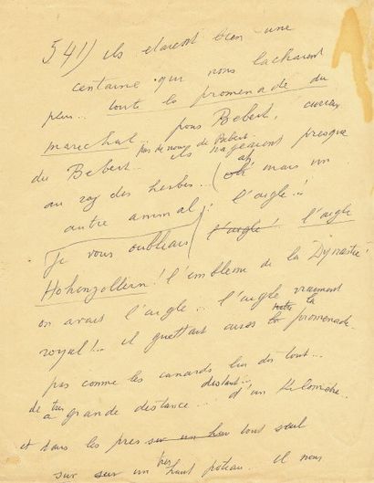 CELINE Louis Ferdinand Destouches (1894-1961) Ecrivain Page autographe du manuscrit...