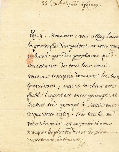 VOLTAIRE François Marie Arouet de (1694-1778) Ensemble de 42 lettres adressées au...