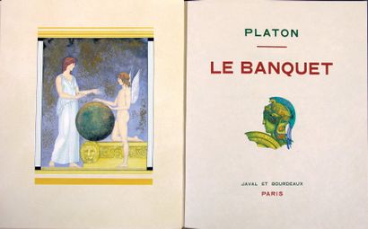 PLATON Le Banquet.
Paris, Javel et Bourdeaux, 1928, en feuilles sous couverture rempliée,...