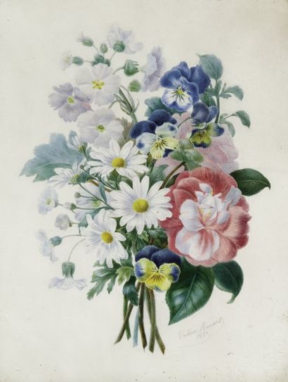 Valéry ROUSSET (XIXe siècle) Jeter de fleurs Huile signée en bas à droite datée 1850...