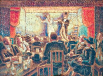 Pierre DE BELAY (1890-1947) Au cabaret - Bruxelles, 1942
Gouache treilliste signée...