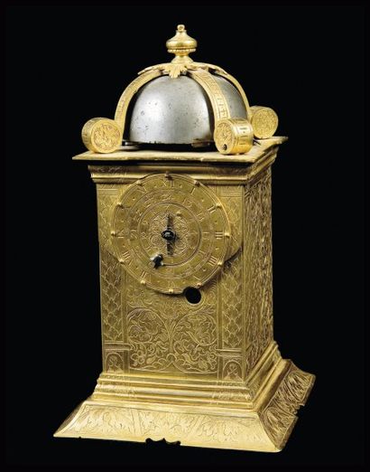 null Allemagne du Sud, Vers 1580 Horloge de table en forme de tour, à sonnerie au...