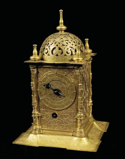 null Allemagne du Sud, Vers 1580 Horloge de table en forme de tour, à sonnerie au...