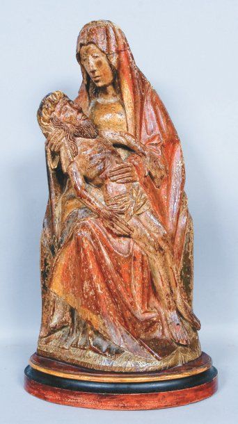 null BOURGOGNE, VERS 1500. Pieta en bois sculpté polychrome. Haut. : 54