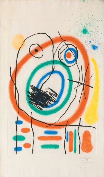Juan MIRO (1893-1983) « Composition » Lithographie en couleurs, signée en bas à droite....